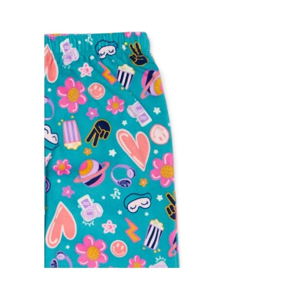 Wonder Nation Girls Long Sleeve Top and Wide Leg Pant Pajama Set, 2-Piece, SizeM - Picture 3 of 7